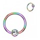 Piercing anneau 1,6mm 93 - Rainbow boule plate cristal
