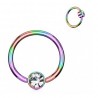 Piercing anneau 1,6mm 93 - Rainbow boule plate cristal