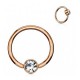 Piercing anneau 1,6mm 93 - Rose boule plate cristal