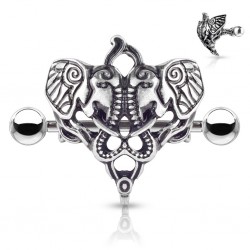 Piercing téton deux éléphants vintages gris (46)