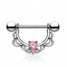 Piercing téton vintage deluxe cristal rose (80)