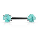 Piercing téton barbell 28 - Turquoise