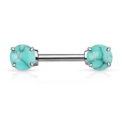 Piercing téton barbell 28 - Turquoise