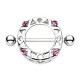 Piercing téton bouclier quatre strass roses (19)
