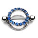 Piercing téton bouclier strass colorés bleus (24)