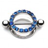 Piercing téton bouclier strass colorés bleus (24)