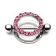 Piercing téton bouclier strass colorés roses (24)
