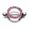 Piercing téton bouclier strass colorés roses (24)