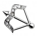 Piercing téton arc et flèche avec strass transparents (14)