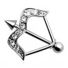 Piercing téton arc et flèche avec strass transparents (14)