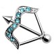 Piercing téton arc et flèche avec strass bleu-clair (14)