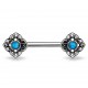 Piercing téton barbell 61 - Vintage gris avec turquoise C
