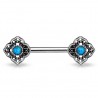 Piercing téton barbell 61 - Vintage gris avec turquoise C