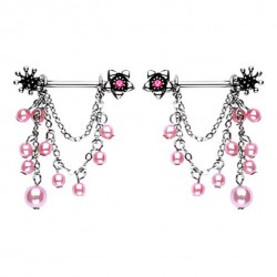 Piercing téton barbell 43 - Perles (La paire)