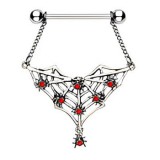 Piercing téton barbell 44 - Toile et araignées rouges