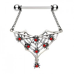 Piercing téton barbell 44 - Toile et araignées rouges