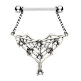Piercing téton barbell 44 - Toile et araignées transparentes