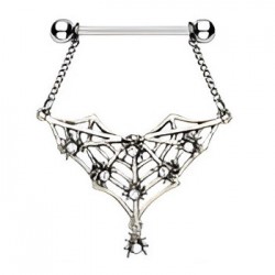 Piercing téton barbell 44 - Toile et araignées transparentes
