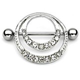 Piercing téton deux cercles avec strass transparents (11)