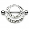Piercing téton deux cercles avec strass transparents (11)