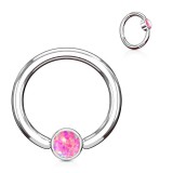 Piercing anneau 1,6mm 85 - Opalite plate rose