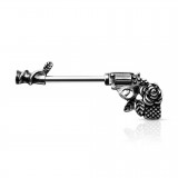 Piercing téton barbell 104 - Pistolet gris avec rose