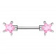 Piercing téton barbell 03 - Zircone étoile rose