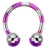 Piercing fer à cheval 73 - Plaqué titane lilas et gris