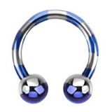 Piercing fer à cheval 73 - Plaqué titane bleu et gris