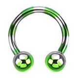 Piercing fer à cheval 73 - Plaqué titane vert et gris