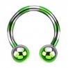 Piercing fer à cheval circulaire vert à embouts boule (73)