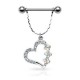 Piercing téton barbell 45 - Coeur et fleurs strass auroras