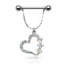 Piercing téton barbell 45 - Coeur et fleurs strass auroras