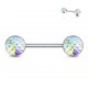 Piercing téton barbell 97 - Peau de lézard nacrée aurora