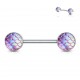 Piercing téton barbell 97 - Peau de lézard nacrée rose