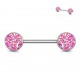 Piercing téton barbell 96 - Druzy stone rose