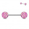 Piercing téton barbell 96 - Druzy stone rose