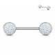 Piercing téton barbell 96 - Druzy stone blanc