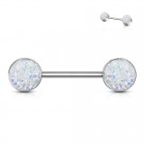 Piercing téton barbell 96 - Druzy stone transparent