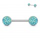 Piercing téton barbell 96 - Druzy stone vert
