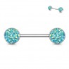Piercing téton barbell 96 - Druzy stone vert