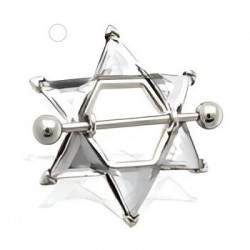 Piercing téton étoile 04 - Gros zircones transparents