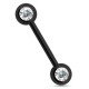 Piercing téton barbell 19 - Plaqué titane noir cristal transparent