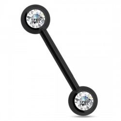 Piercing téton barbell 19 - Plaqué titane noir cristal transparent