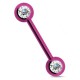 Piercing téton barbell 19 - Plaqué titane lilas cristal transparent