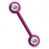 Piercing téton barbell 19 - Plaqué titane lilas cristal transparent