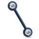 Piercing téton barbell 19 - Plaqué titane bleu cristal transparent