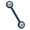 Piercing téton barbell 19 - Plaqué titane bleu cristal transparent