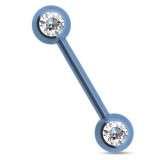 Piercing téton barbell 19 - Plaqué titane bleu-clair cristal transparent