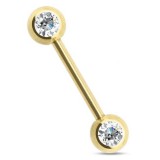 Piercing téton barbell 19 - Gold-ip jaune cristal transparent